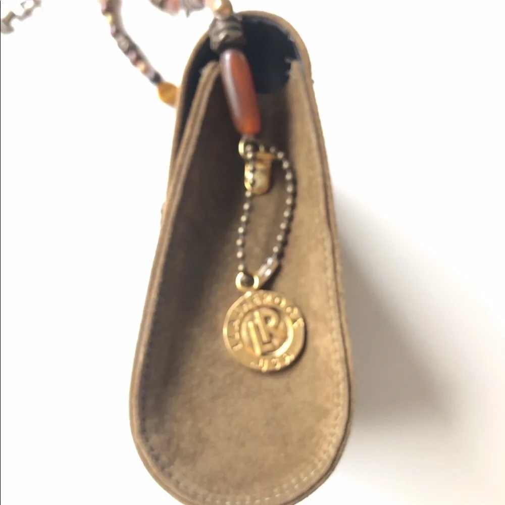 LEATHEROCK Olive & Tan Suede Box Shoulder Bag with Bead & Bronze Detail - Picture 4 of 13